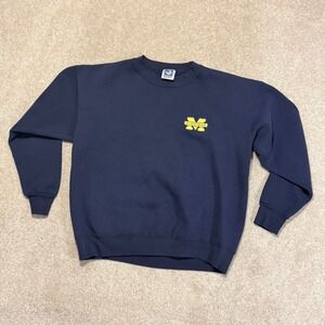 Vintage Michigan Wolverines Ebert Sweatshirt Men Large Navy Blue Made in USA